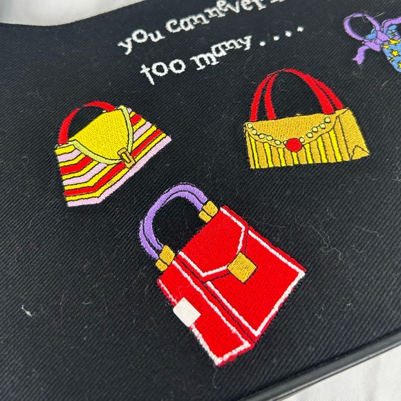 Vintage y2k Girlfriend Black Canvas Bag with Embroidered - Picture 7 of 8